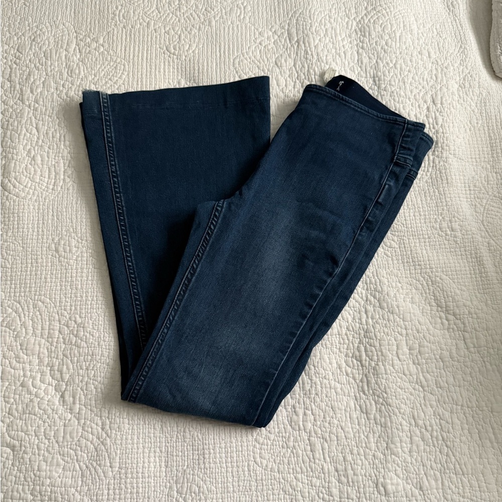 Free People Dark Wash Flare Penny Pull On Jeans